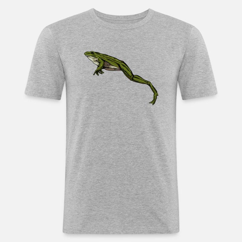 Frosch springt - Frösche - Männer Slim Fit T-Shirt - Grau meliert