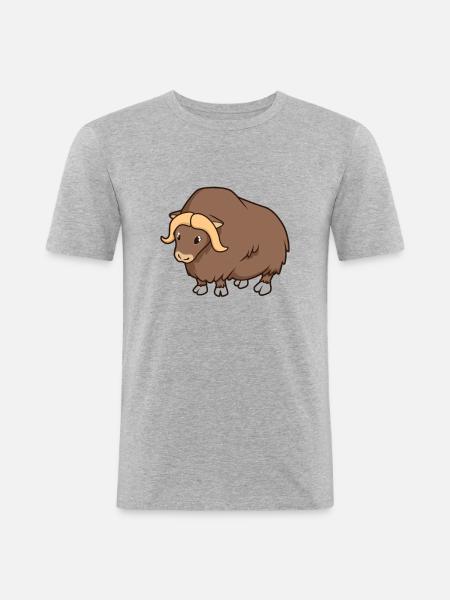 Kawaii moskusokse - Herre Slim Fit T-Shirt - grå meleret