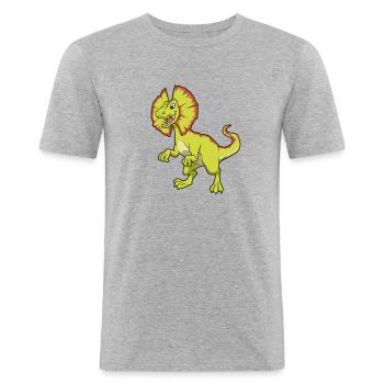 Kawaii Dilophosaurus - T-shirt près du corps Homme - gris chiné - Devant - Nik (191cm)