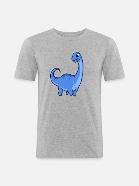 Kawaii Apatosaurus - Men's Slim Fit T-Shirt - heather grey