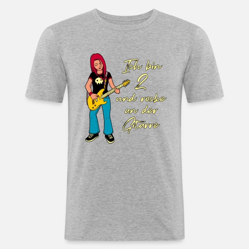 Ich bin 2 - Mädchen Gitarrist - Männer Slim Fit T-Shirt - Grau meliert