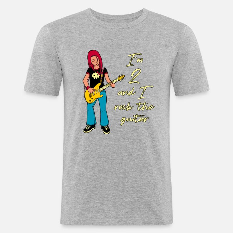 Ich bin 2 - Mädchen Gitarrist - Männer Slim Fit T-Shirt - Grau meliert