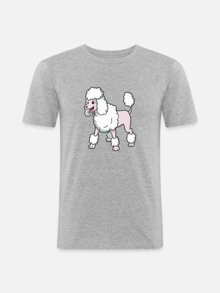 Kawaii Pudel - Männer Slim Fit T-Shirt - Grau meliert