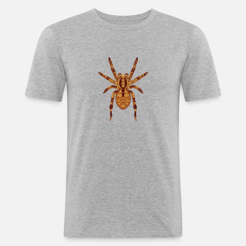 Zeichnung einer Nosferatu Spinne - Männer Slim Fit T-Shirt - Grau meliert