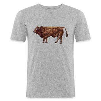 Zeichnung eines Limousin Rind - Männer Slim Fit T-Shirt - Grau meliert - Vorne - Nik (191cm)