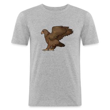 Dessin d’un aigle royal - T-shirt près du corps Homme - gris chiné - Devant - Nik (191cm)