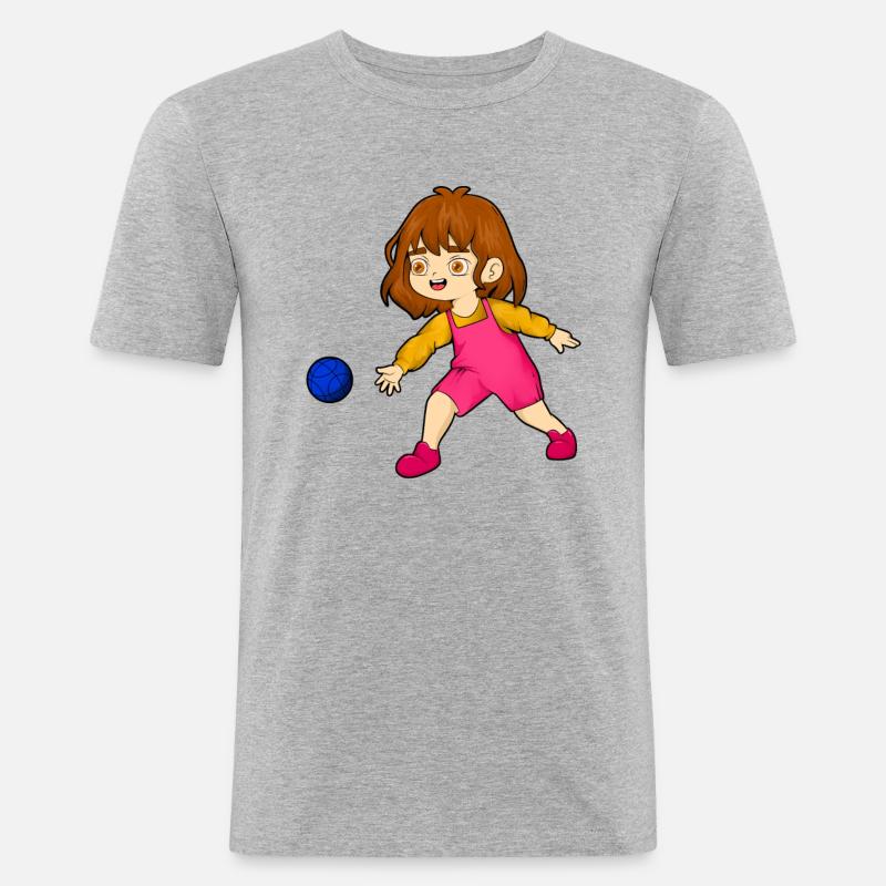 Mädchen spielt Bocce Ball - Männer Slim Fit T-Shirt - Grau meliert