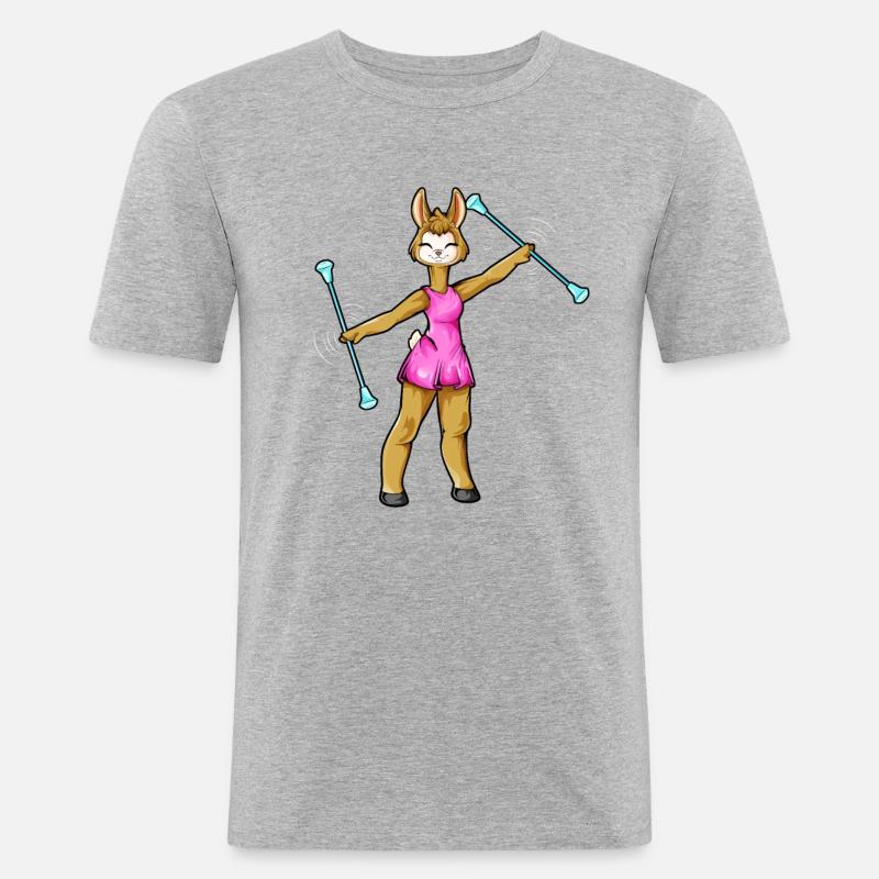 Twirling Lama - Männer Slim Fit T-Shirt - Grau meliert