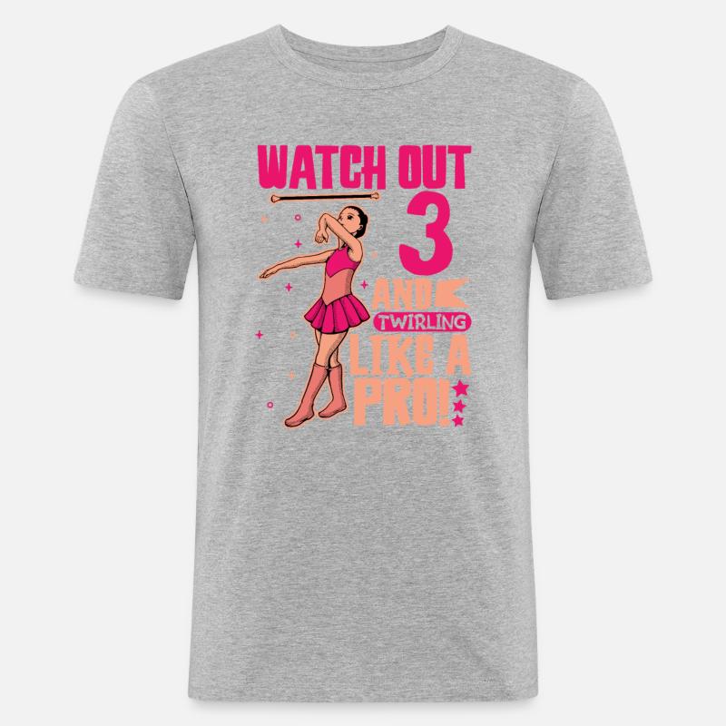 Ich bin 3 - Mädchen Twirling - Männer Slim Fit T-Shirt - Grau meliert