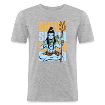 Dieu hindou - Shiva - T-shirt près du corps Homme - gris chiné - Devant - Nik (191cm)