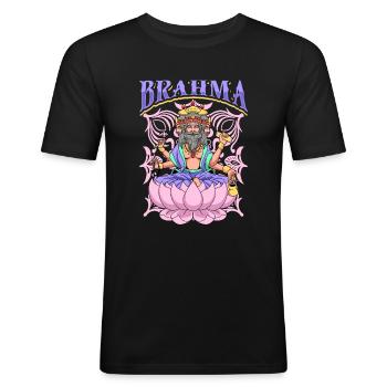 Dieu hindou - Brahma - T-shirt près du corps Homme - noir - Devant - Nik (191cm)