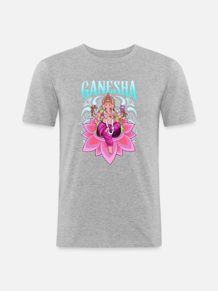Hindu God - Ganesha - Men's Slim Fit T-Shirt - heather grey