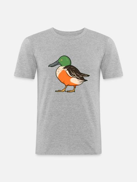 Drawing of a Shoveler - Men's Slim Fit T-Shirt - heather grey