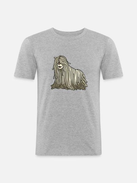 Kawaii Komondor - Männer Slim Fit T-Shirt - Grau meliert