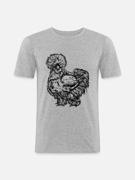 Silk Chicken Drawing - Men's Slim Fit T-Shirt - heather grey