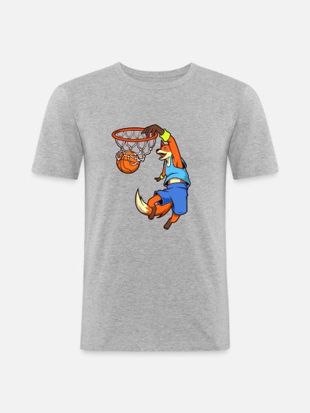Comic Fuchs plays basketball - Men's Slim Fit T-Shirt - heather grey