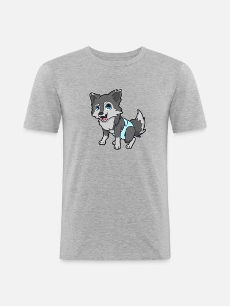 Kawaii Baby Dog - Men's Slim Fit T-Shirt - heather grey