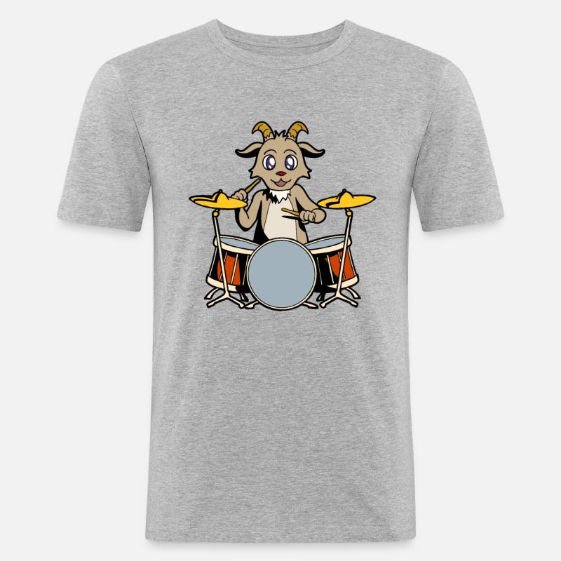 Comic Goat Drummer - Men's Slim Fit T-Shirt - heather grey