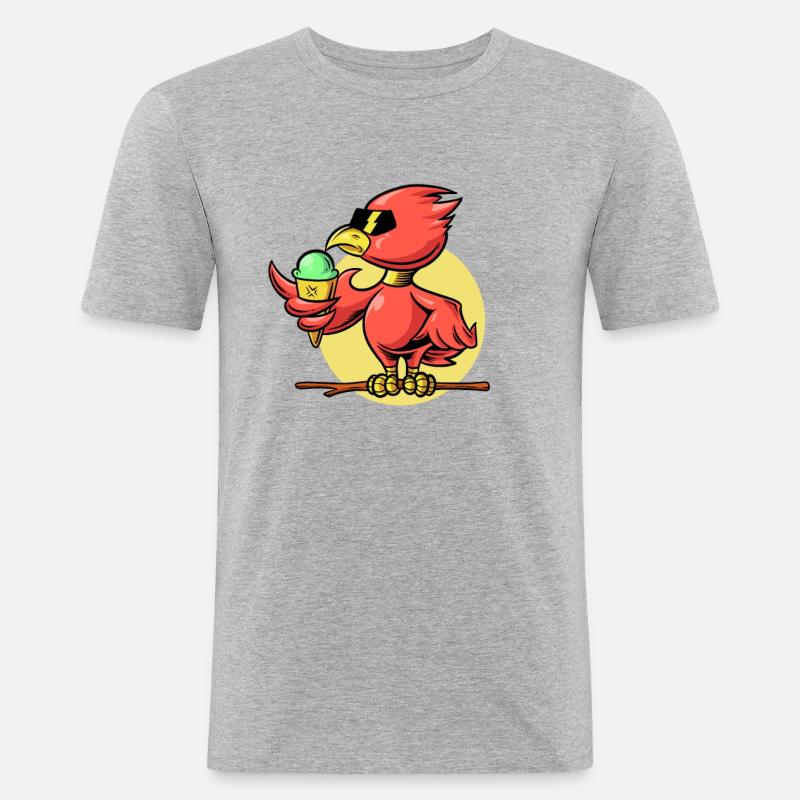 Cooler Vogel isst Eiswaffel - Männer Slim Fit T-Shirt - Grau meliert