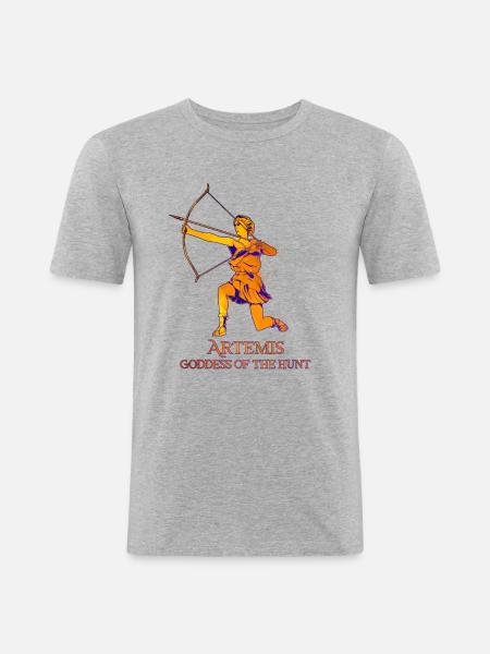 Goddess of Hunting - Artemis - Men's Slim Fit T-Shirt - heather grey