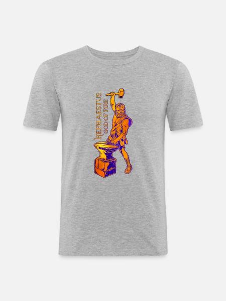 God of Fire - Hephaestus - Men's Slim Fit T-Shirt - heather grey