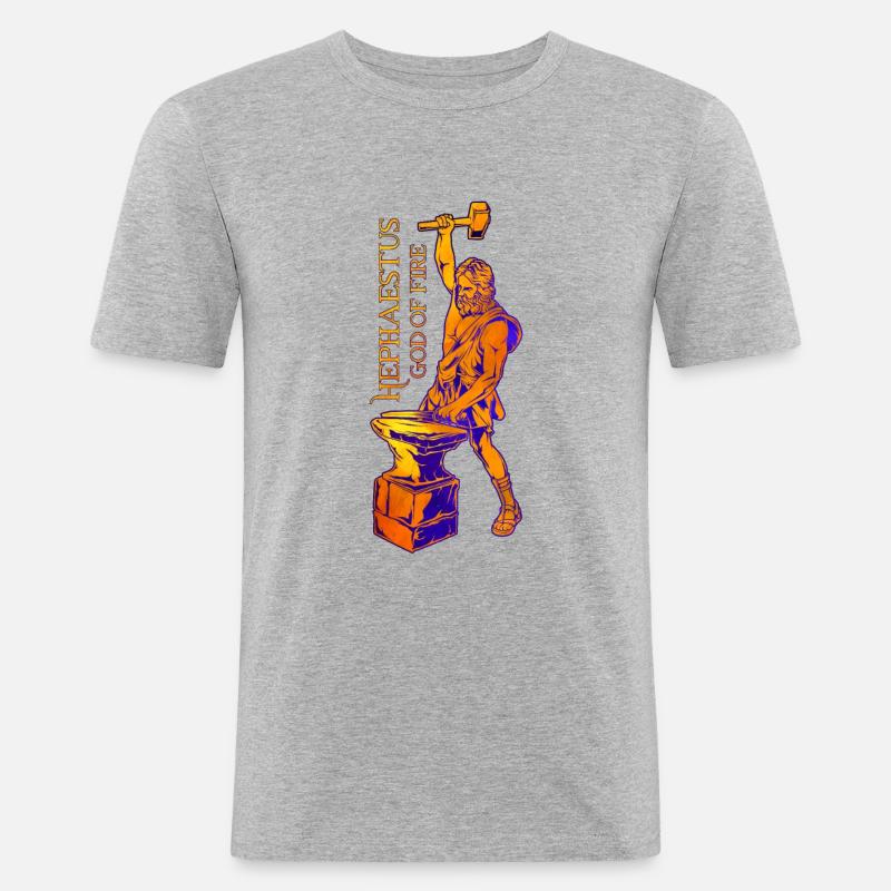 Gott des Feuers - Hephaistos - Männer Slim Fit T-Shirt - Grau meliert