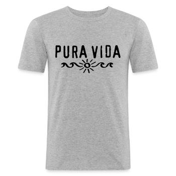 Pura Vida, Sommer, Urlaub, Strand, beach party - Männer Slim Fit T-Shirt - Grau meliert - Vorne - Nik (191cm)