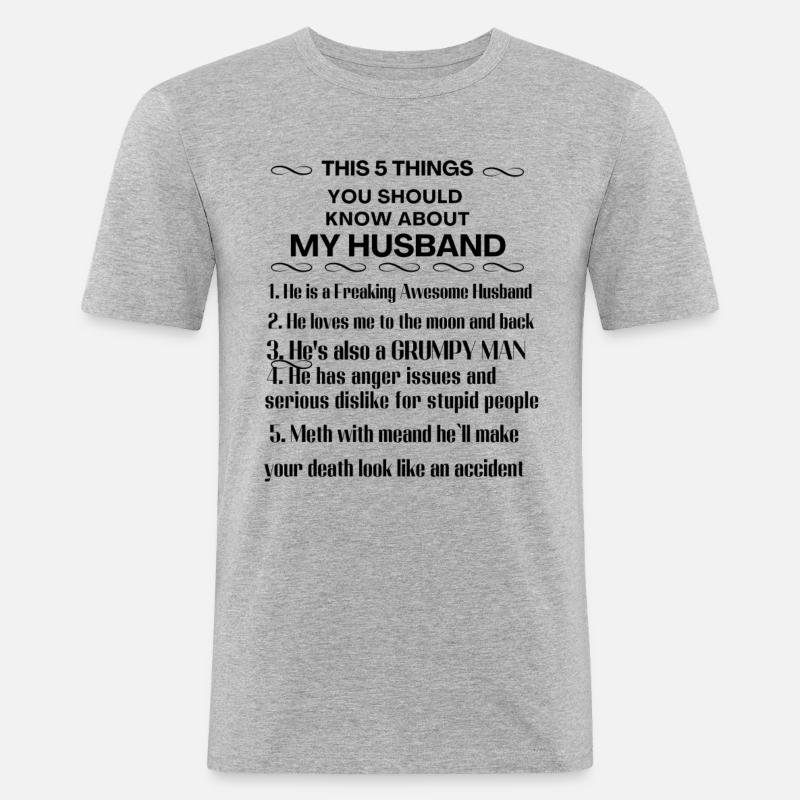 Mein Ehepartner - Männer Slim Fit T-Shirt - Grau meliert