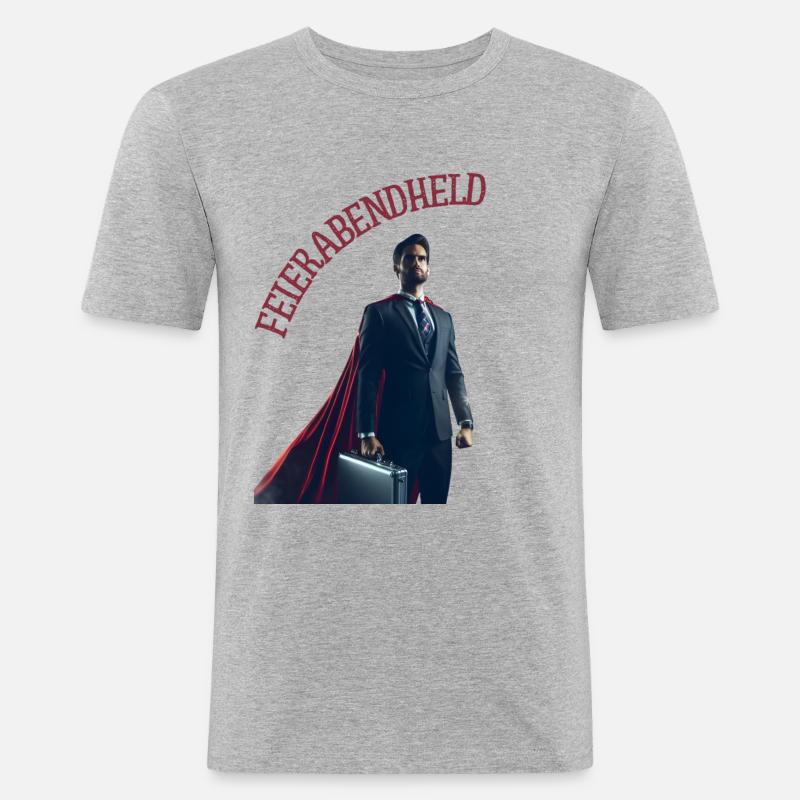 Feierabendheld - Männer Slim Fit T-Shirt - Grau meliert
