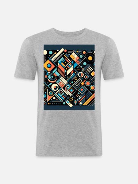 Geometric Harmony: Abstract Fusion - Männer Slim Fit T-Shirt - Grau meliert