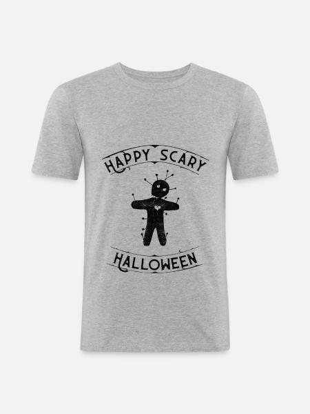 Voodoo Doll Halloween - Men's Slim Fit T-Shirt - heather grey