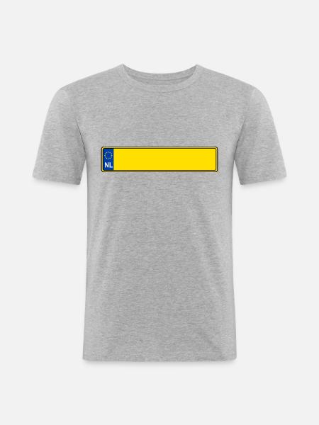Kennzeichen NL - Männer Slim Fit T-Shirt - Grau meliert