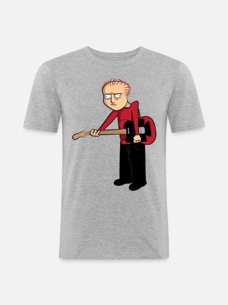 Guitar Dude - Männer Slim Fit T-Shirt - Grau meliert
