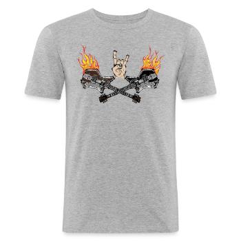 Rock'n'roll on fire! - T-shirt près du corps Homme - gris chiné - Devant - Nik (191cm)
