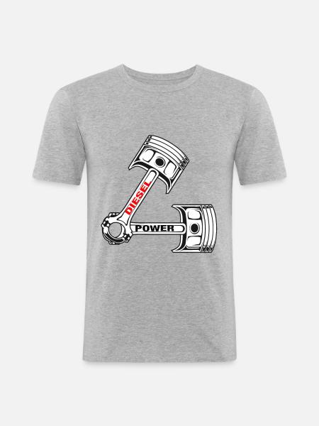 Diesel Power Shirt Diesel Piston Brother Power - Maglietta aderente da uomo - grigio melange