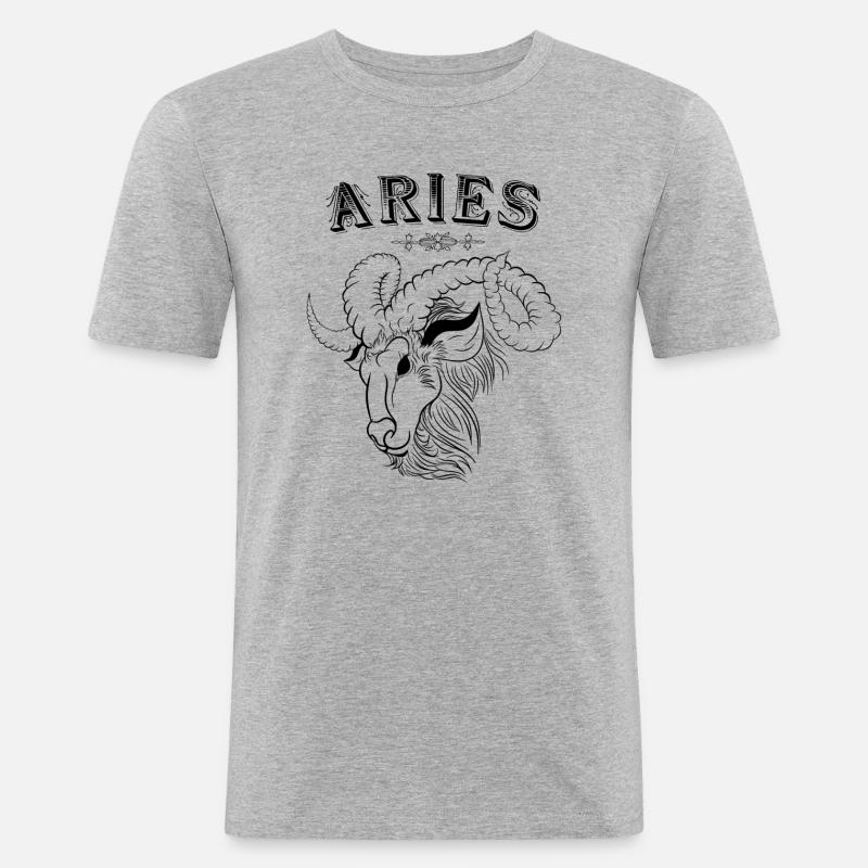 Aries Sternzeichen Widder - Männer Slim Fit T-Shirt - Grau meliert