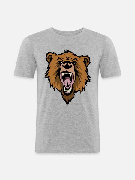 bear - Männer Slim Fit T-Shirt - Grau meliert