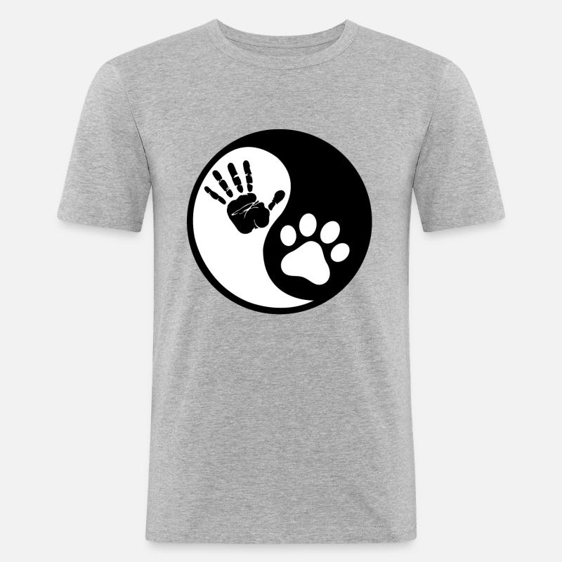 Hunde und Menschen - Männer Slim Fit T-Shirt - Grau meliert