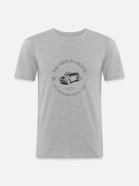 4CV FRENCH CAR - T-shirt près du corps Homme - gris chiné