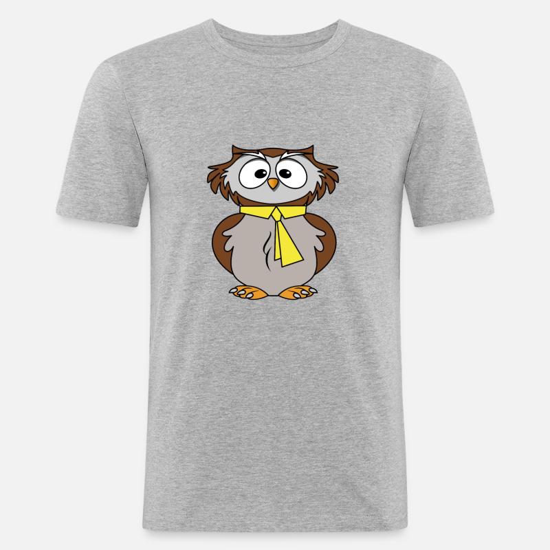 Lustige Eule - Männer Slim Fit T-Shirt - Grau meliert
