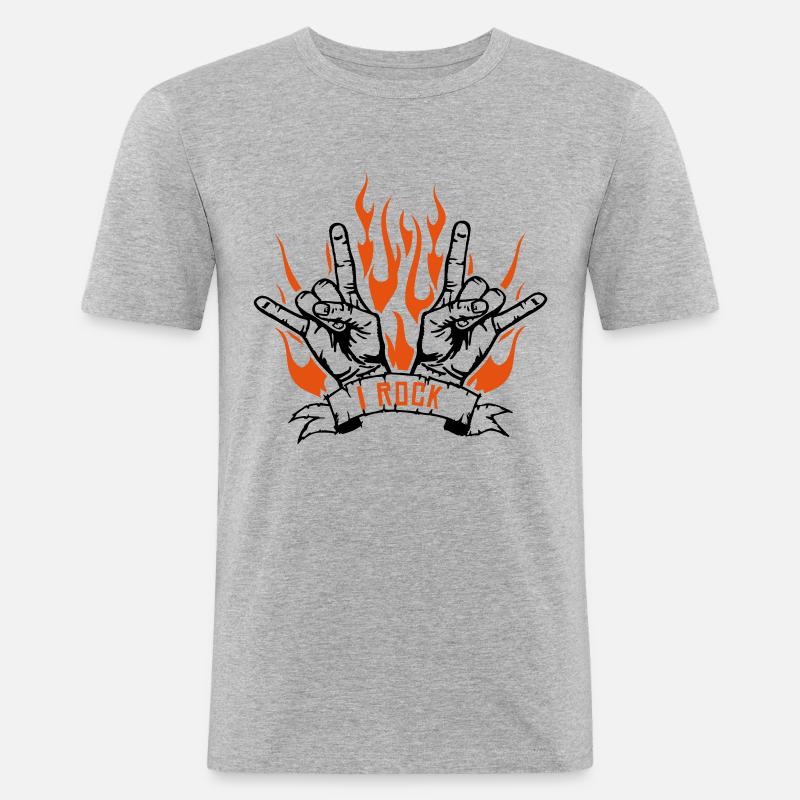 I rock - Männer Slim Fit T-Shirt - Grau meliert