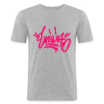 Emilia GraffitiT Shirt - Men's Slim Fit T-Shirt - heather grey - Front - Nik (191cm)