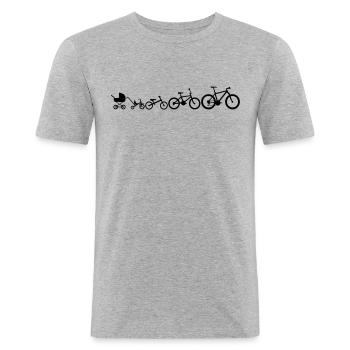 Evolution Mountainbike Bike Farbwechsel - Männer Slim Fit T-Shirt - Grau meliert - Vorne - Nik (191cm)