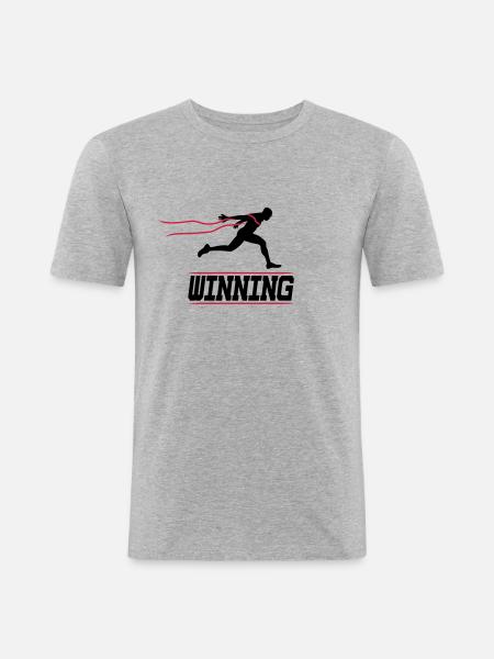 running runner winning 2c I - Men's Slim Fit T-Shirt - heather grey