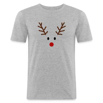 Rudolph Reindeer Noël - T-shirt près du corps Homme - gris chiné - Devant - Nik (191cm)