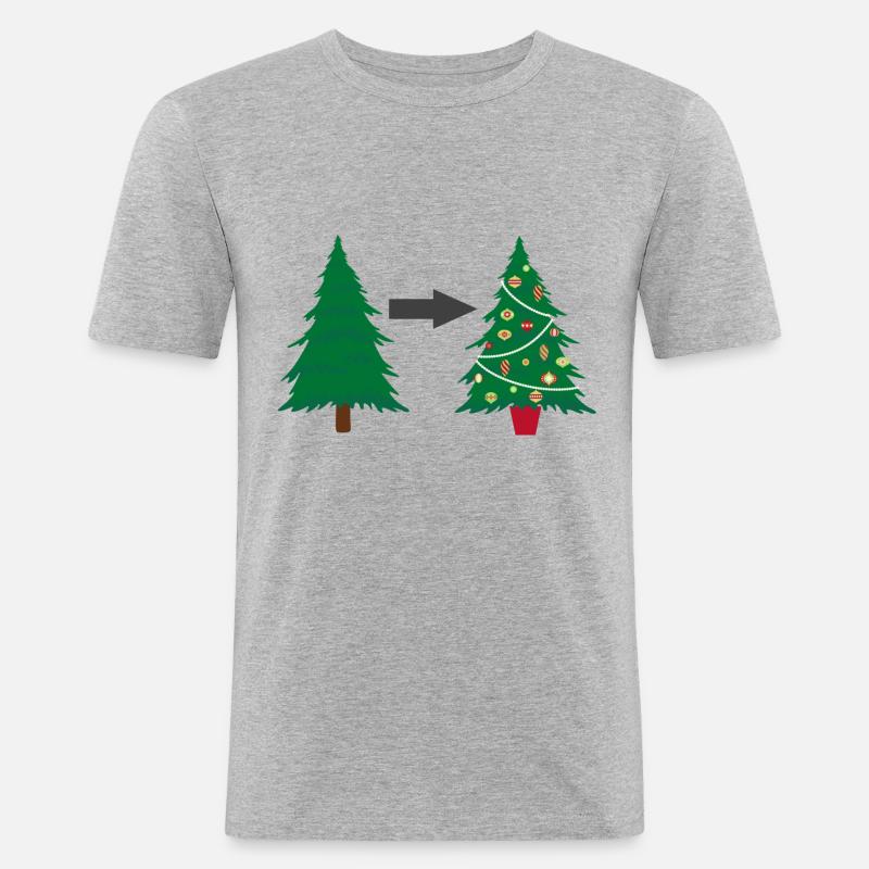 weihnachtsbaum schmücken - Männer Slim Fit T-Shirt - Grau meliert