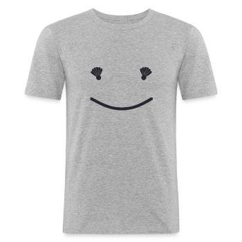 Good mood face - Men's Slim Fit T-Shirt - heather grey - Front - Nik (191cm)