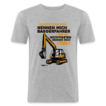 Bauarbeiter Shirt • Baggerfahrer • Maurer Geschenk - Männer Slim Fit T-Shirt - Grau meliert - Vorne - Nik (191cm)