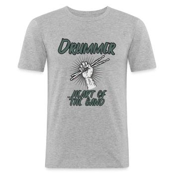 Drummer Drummer Band Gift Drums - Men's Slim Fit T-Shirt - heather grey - Front - Nik (191cm)