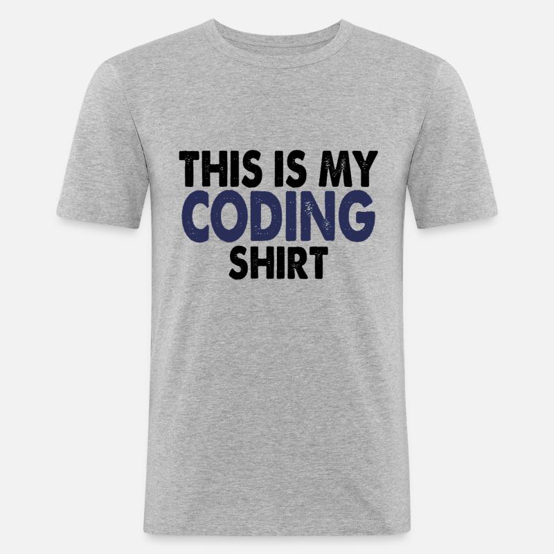 Coding Nerd Computer programmieren - Männer Slim Fit T-Shirt - Grau meliert
